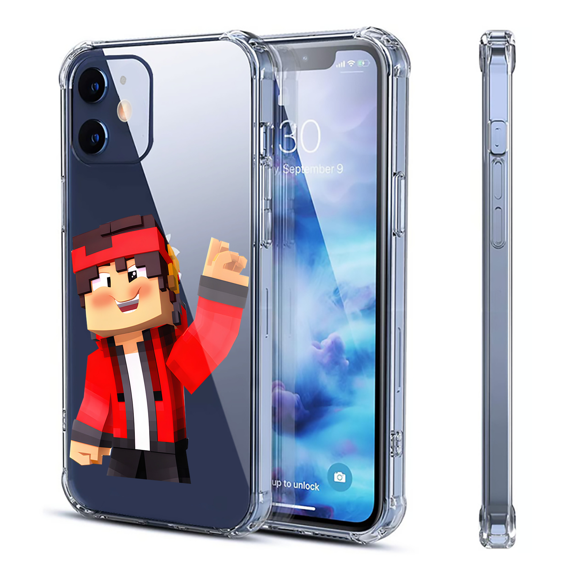 （画像用） マインクラフト ブロックの世界 Minecraft MC Block world 【iPhone 12シリーズ対応】透明スマホケース（クリアソフトケース）